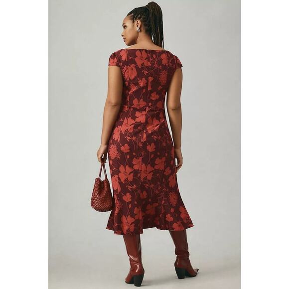 NWT Anthropologie The Cecily Fit & Flare Sweetheart Dress Size XLP Wine 9B407 - Picture 3 of 12
